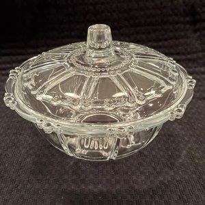 Crystal Beaded Cut Glass Candy Dish